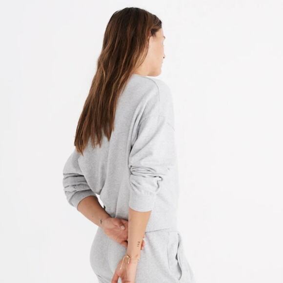 Madewell Rivet & Thread Crop Sweatshirt Heather Gray Small Sweater Loungewear - Picture 2 of 8